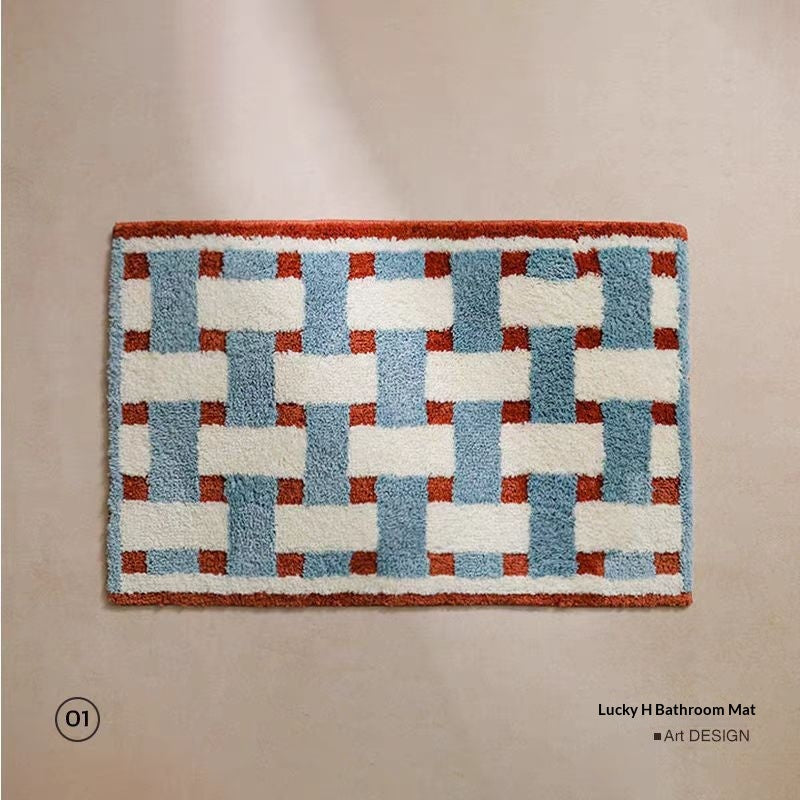 Tapis de sol géométrique non glissant, absorbant l'eau