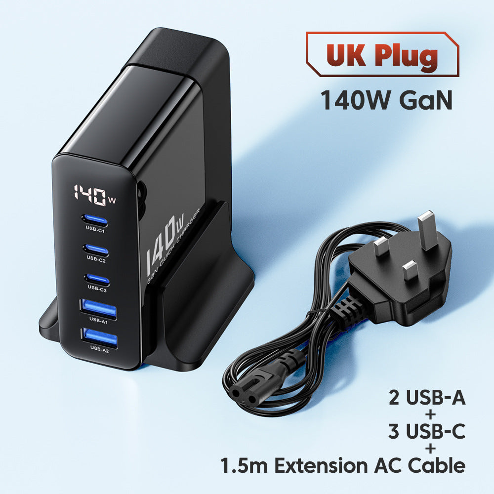 Affichage numérique 140W Gallium Nitride GaN Chargeur 3C2A Charge rapide