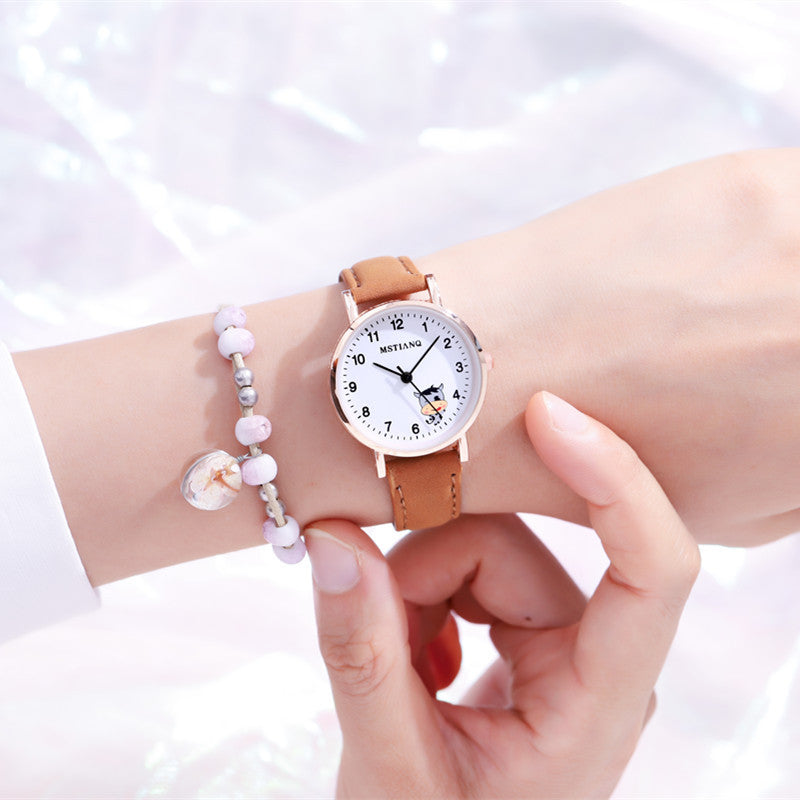 Imperméable Coréen mignons petites amies Pointer Cartoon Montre électronique Quartz