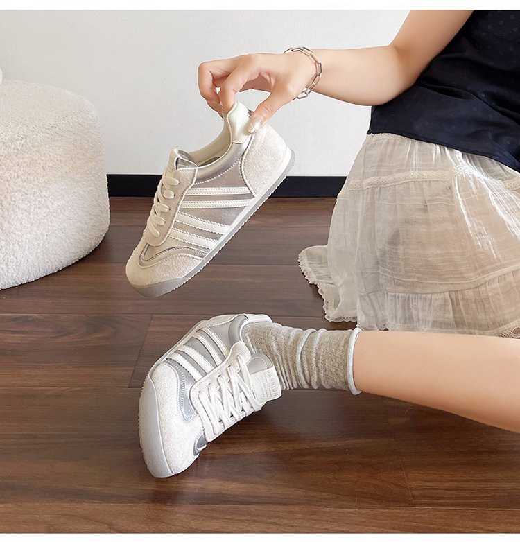 Femmes Ballet Style Allemand Trainer Chaussures Printemps Été Trendy Casual Gump Sneakers Blanc