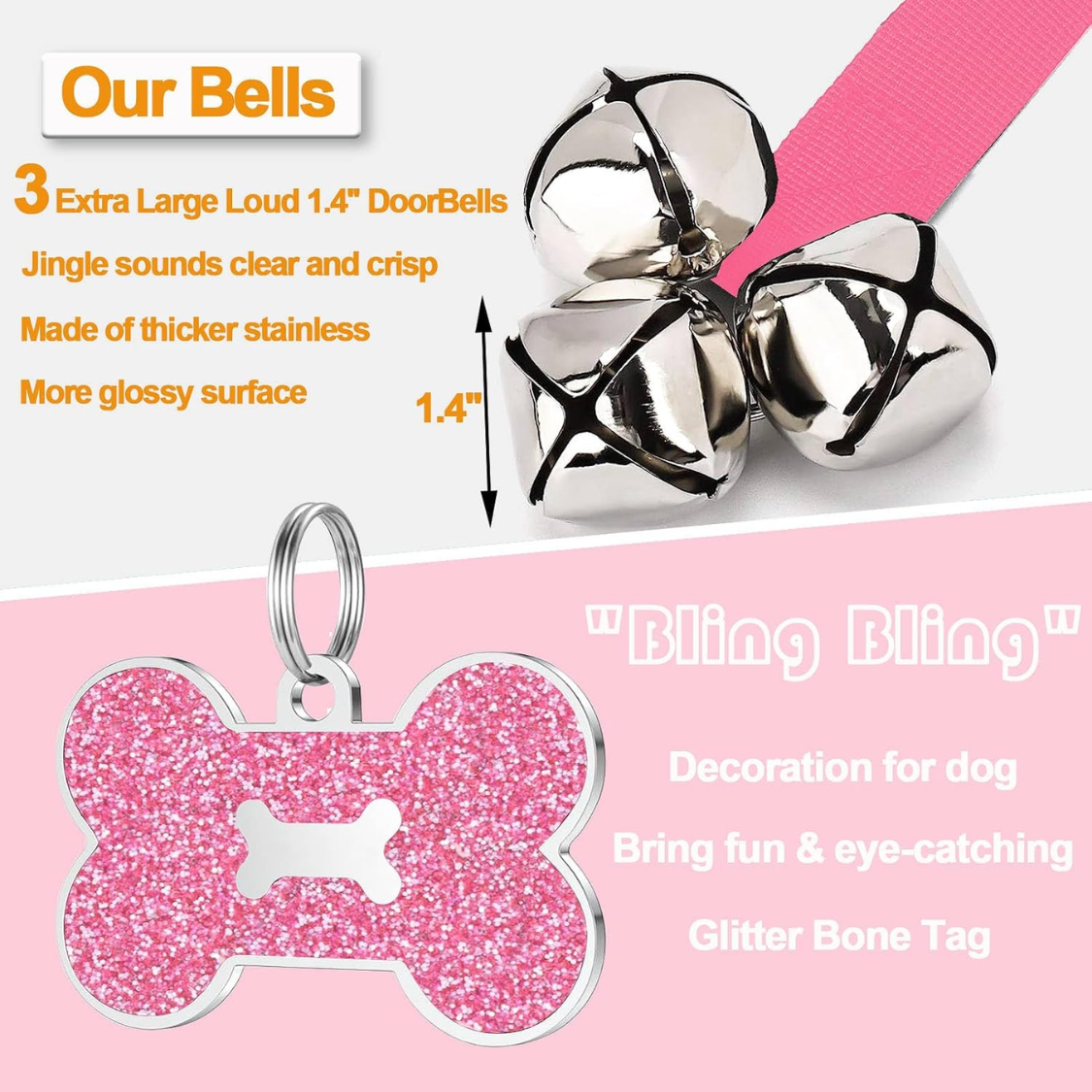 Sonnettes de porte de chien de 2 paquets pour les chiens pour aller dehors Puppy Train Bell pour les chiens à sonner