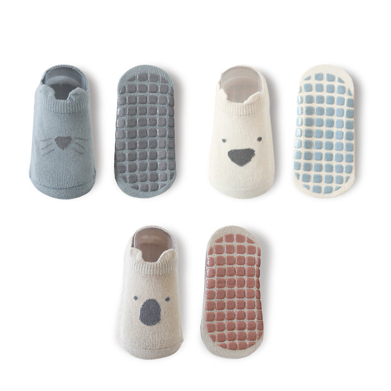 Bébé Coton Non-dérapant Refroidissement intérieur Apprendre à marcher Chaussettes de bateau courtes