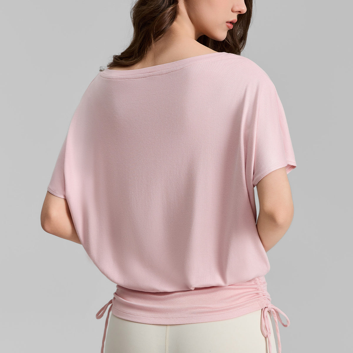 V-Neck Yoga Batwing Sleeve Slimming Sports T-Shirt Pilates Bare Finish Fitness Top