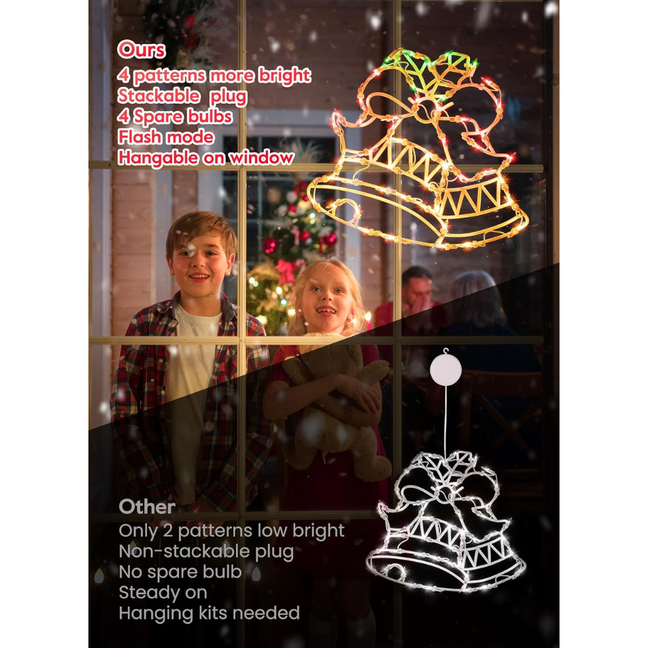 4 Packs Décorations de fenêtre de Noël