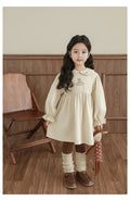 Robe de lapin brodée à manches longues en coton pur