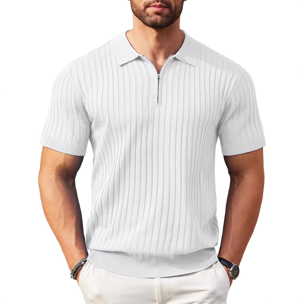Hommes Zip-Up manches courtes Polo T-Shirt T-Shirt mode de golf casual