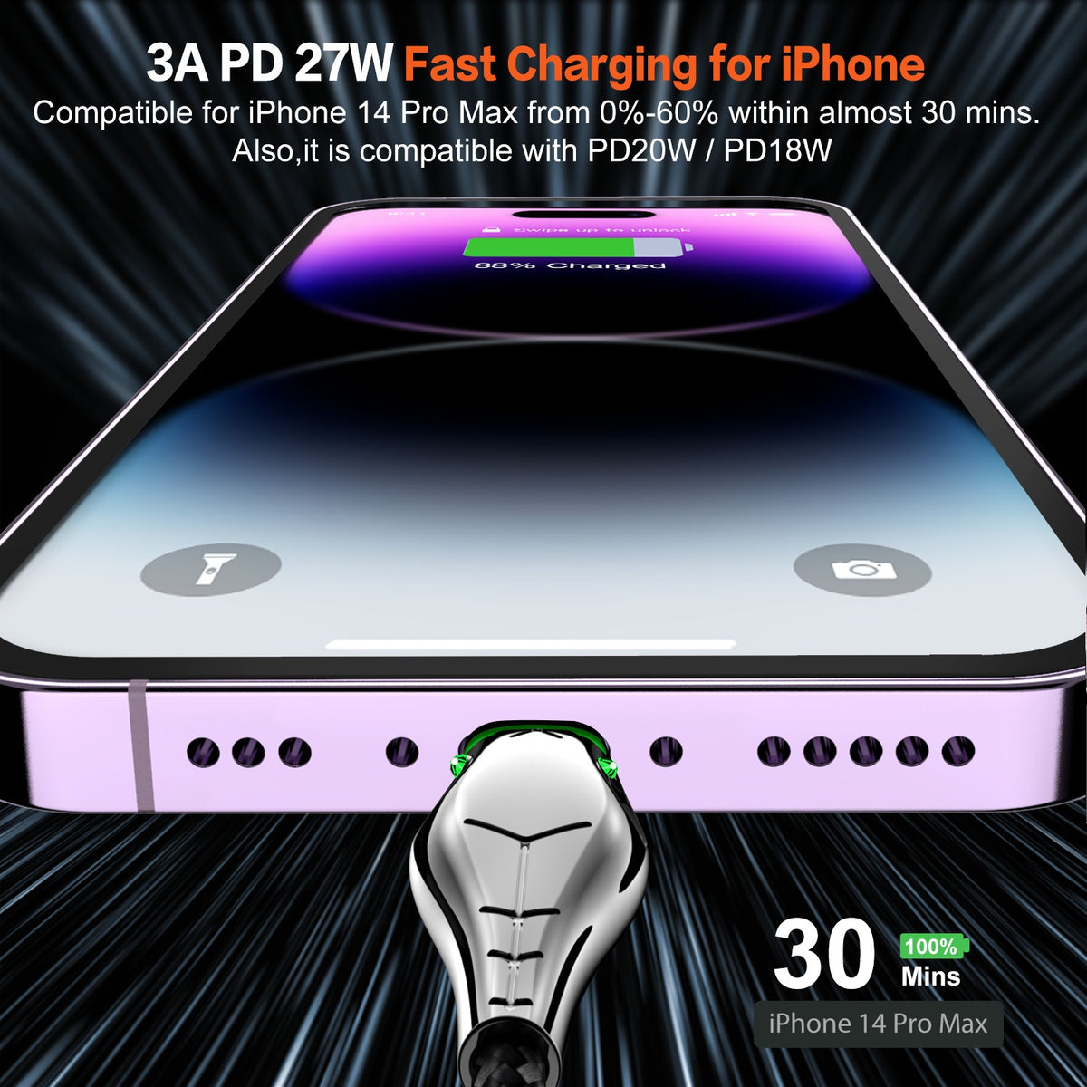 Comprimé de téléphone mobile applicable PD27W Câble de données à charge rapide