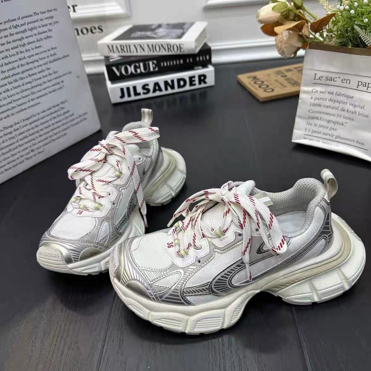 Femmes Sequin Papa Sneakers