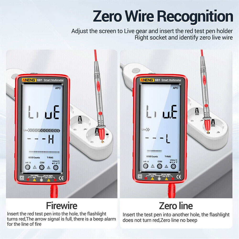 Smart LCD Multimètre numérique 6000 Compte AC DC Testeur de résistance