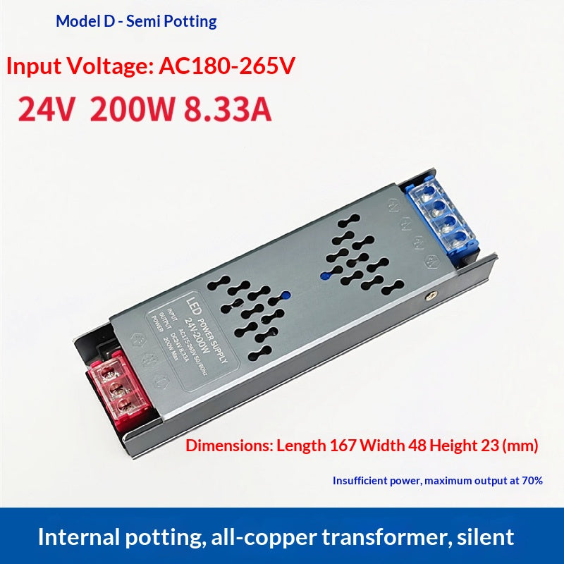 LED bande de lumière Transformateur alimentation de commutation 220V à DC 12V24V Soupe de puissance basse tension