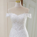 Haute taille Blanc Tempérament Dream Dentelle Mid-waist Long Tail Robe de mariage col V