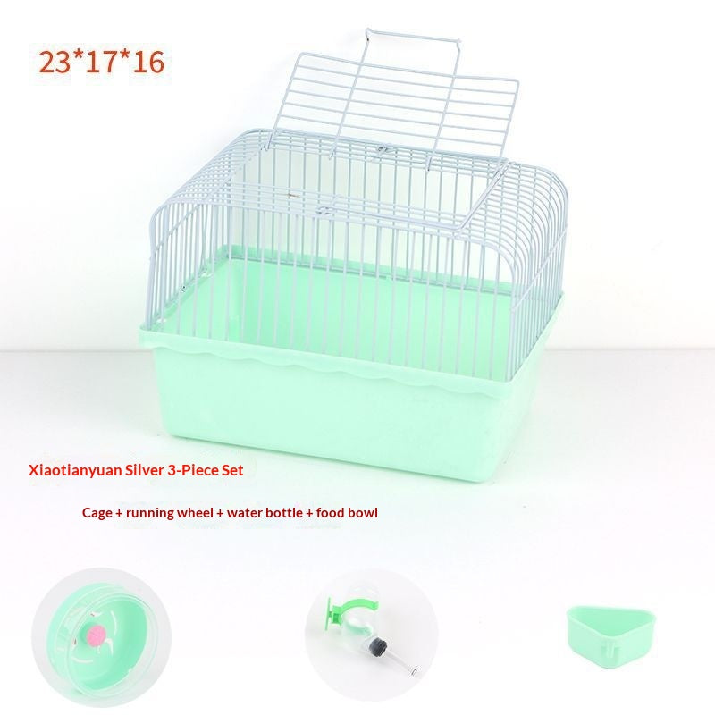 Petit ensemble d'approvisionnement pour animaux de style pastoral comprenant une bouteille d'eau un bol alimentaire et une quille de course