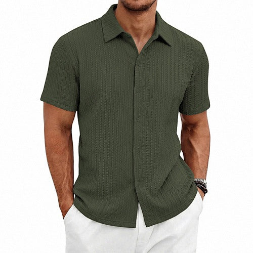 Polo d'été Jacquard de style européen et américain avec col tournant