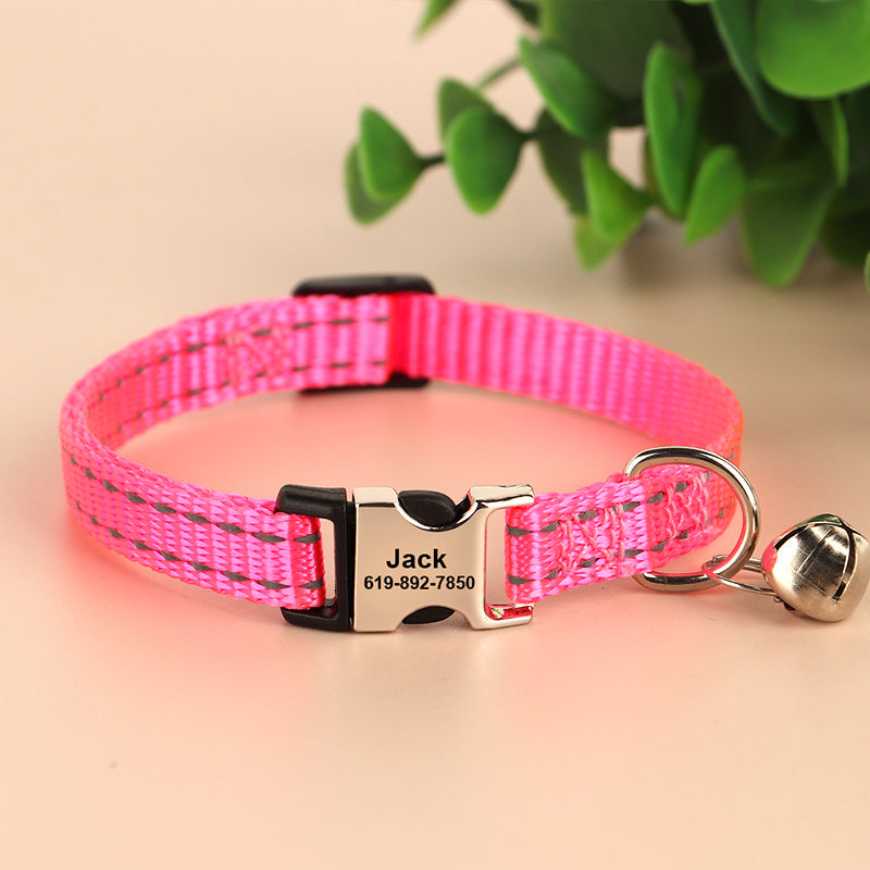 Collier de collier de chat antidérapant gravé