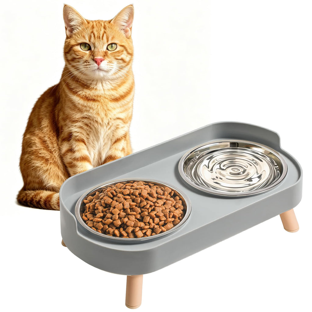 Ensemble de bols pour chats élevés - Ensemble de nourriture pour chats élevés et de bol d'eau avec support antidérapant - Aliments pour animaux de com