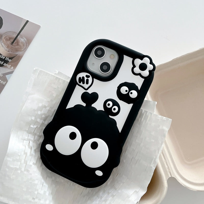 Mignon Trois dimensions Petite Briquette Flower Silicone cas téléphone