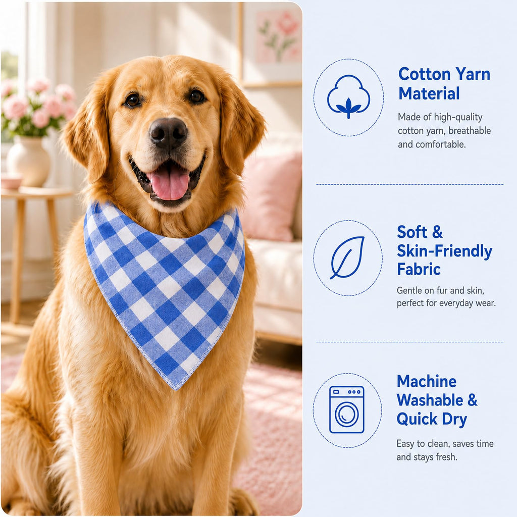 Bleu & Blanc Plaid Dog Bandana 1 Pack