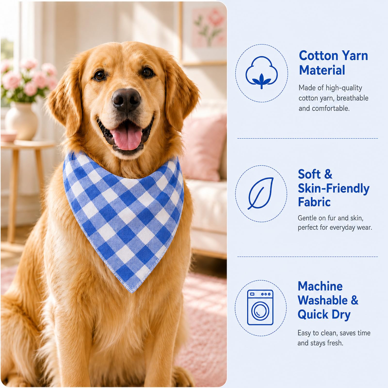 Bleu & Blanc Plaid Dog Bandana 1 Pack