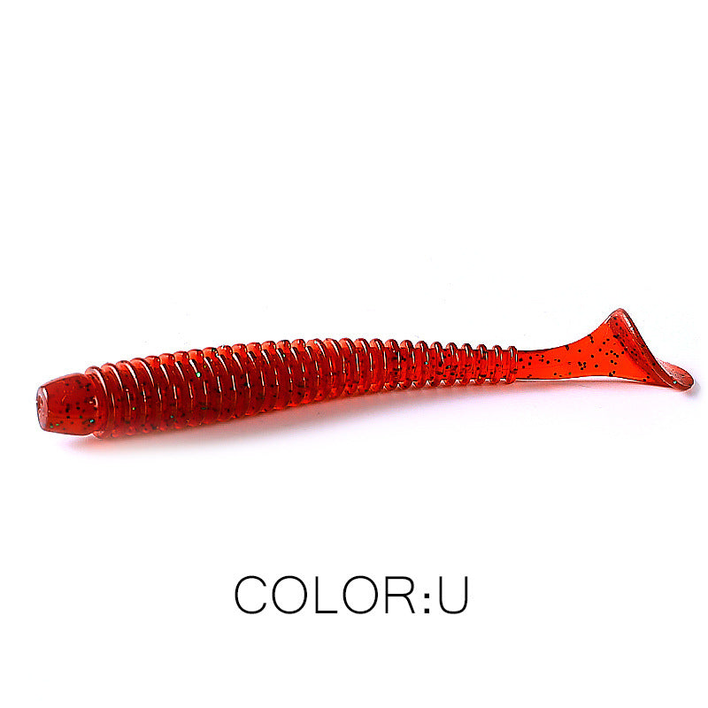 Luya Soft Fish Bait Thread T Tail Double Couleur avec sel