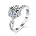 S925 Argent Sterling 1ct Anneau de Moissanite