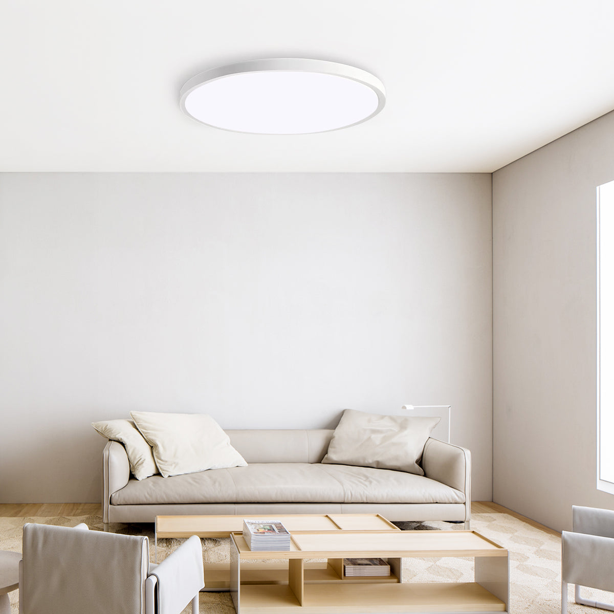 11.8 Inch White Ultra-Thin Ceiling Light 6500K LED Flush Mount Ceiling Light for Bedroom