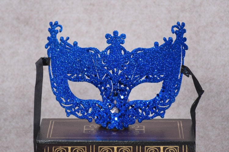 Poudre d'or Masque Sexy Masque Prince Demi-face Femme Robe de fantaisie Masque à oeil de balle