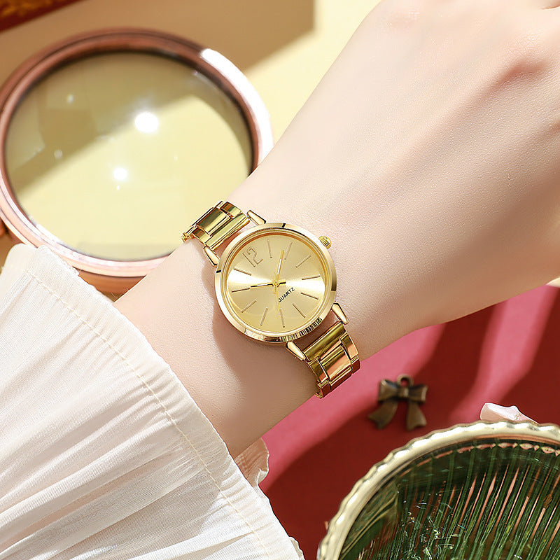 Montre Quartz en acier plaqué or pour femmes