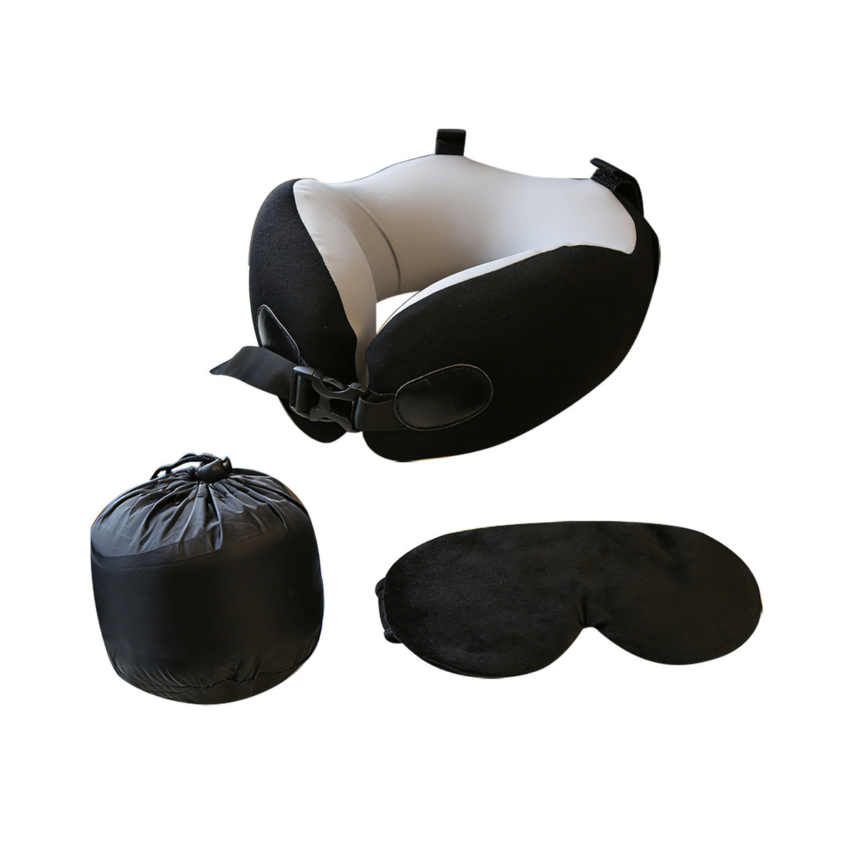 Set de voyage avec bouchons d'oreilles et oreiller de collier