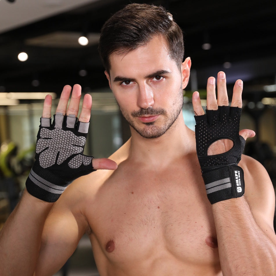 Gants de fitness haltérophilie pour les hommes et les femmes demi-finger sport anti-dérapant