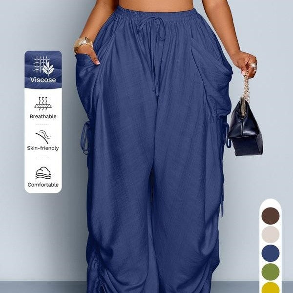 Pantalon large taille haute plissé de style punk rétro