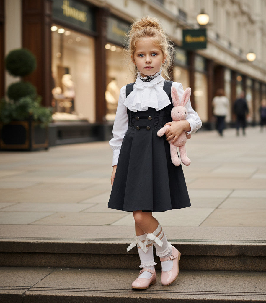 Filles Robe de fête noire Une ligne sans manches Enfants Robe de fleur de mariage fille 4-5Y