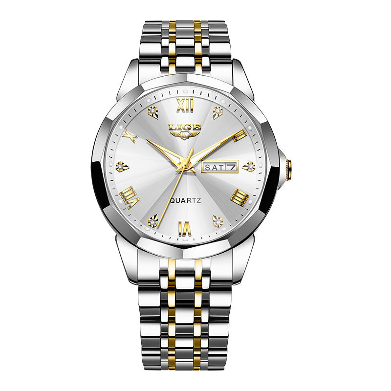 Montre Quartz Lumineuse étanche à double calendaire pour hommes