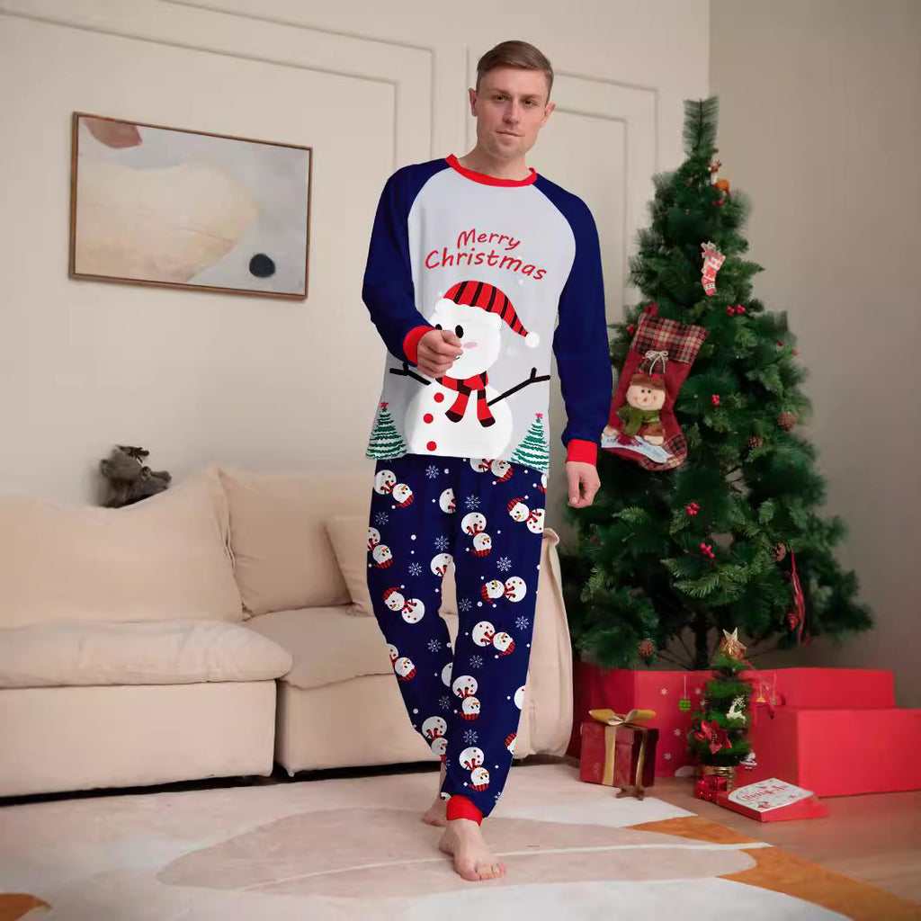 Snowman Snowflake Lettre Caricature Noël Parent-enfant Imprimé Homewear Pajamas
