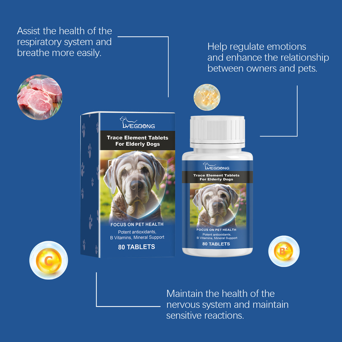 Trace Element Tablets for Senior Dogs Multimineral Supplement for Aging Canines