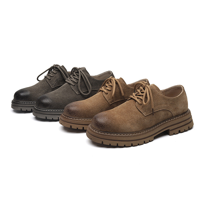 Youngful Round-toe Hommes style britannique Pigskin occasionnel Mid-heel Large-toe Work Shoes