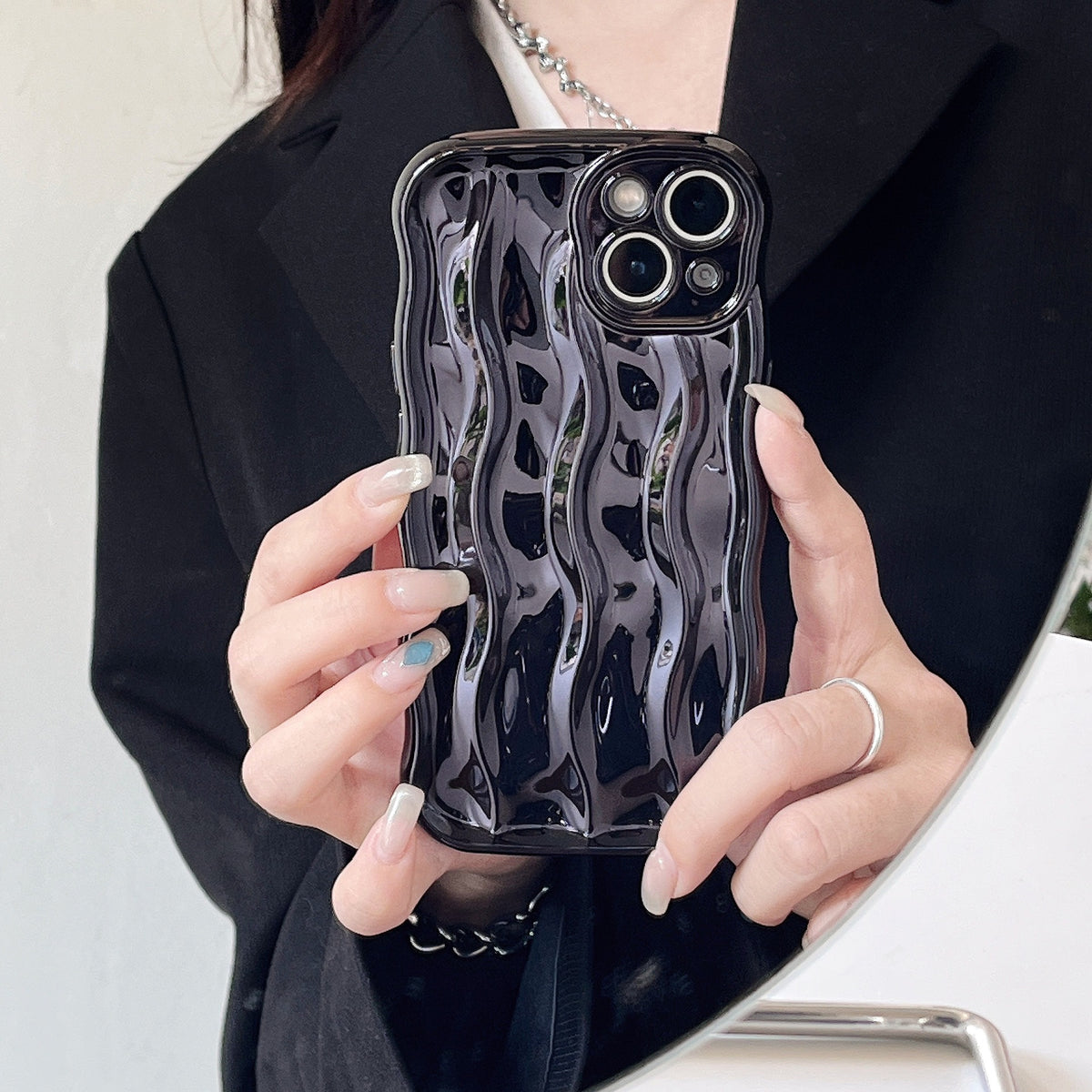 Électroplaquage de l'eau Ripple approprié Case de téléphone couleur solide