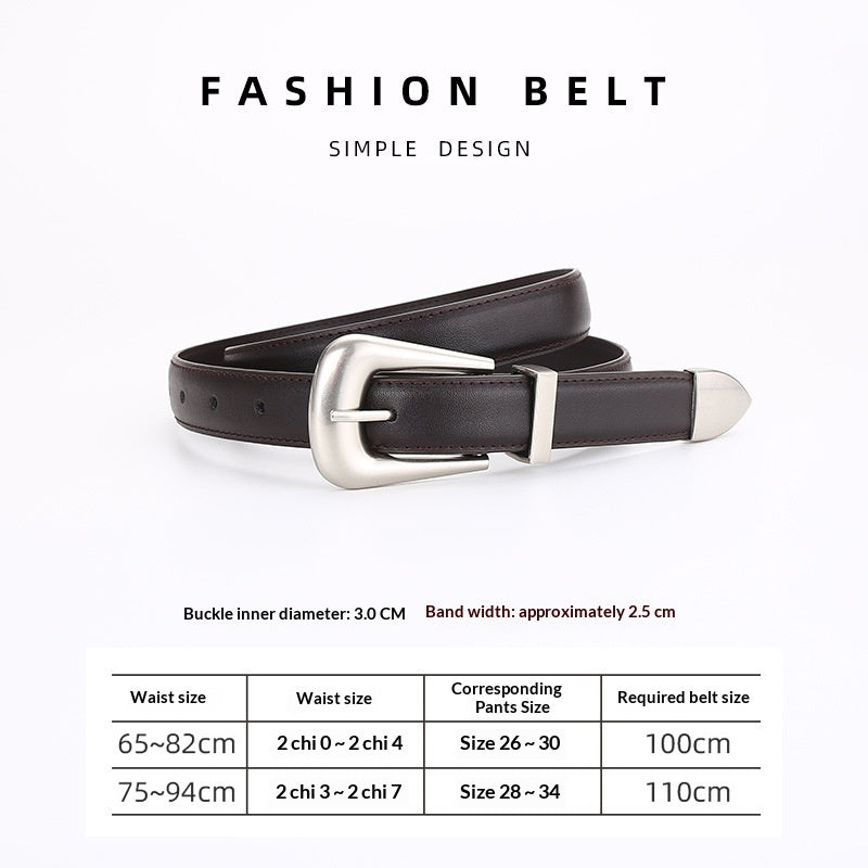Femmes Retro Mode Unisexe Versatile Ceinture en cuir carré