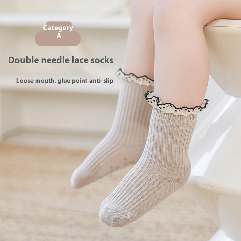 Enfants Mid Calf Lace Princess Chaussettes