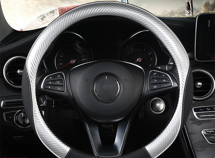 Couverture de volant de voiture Manche ronde Couverture fibre de carbone Texture