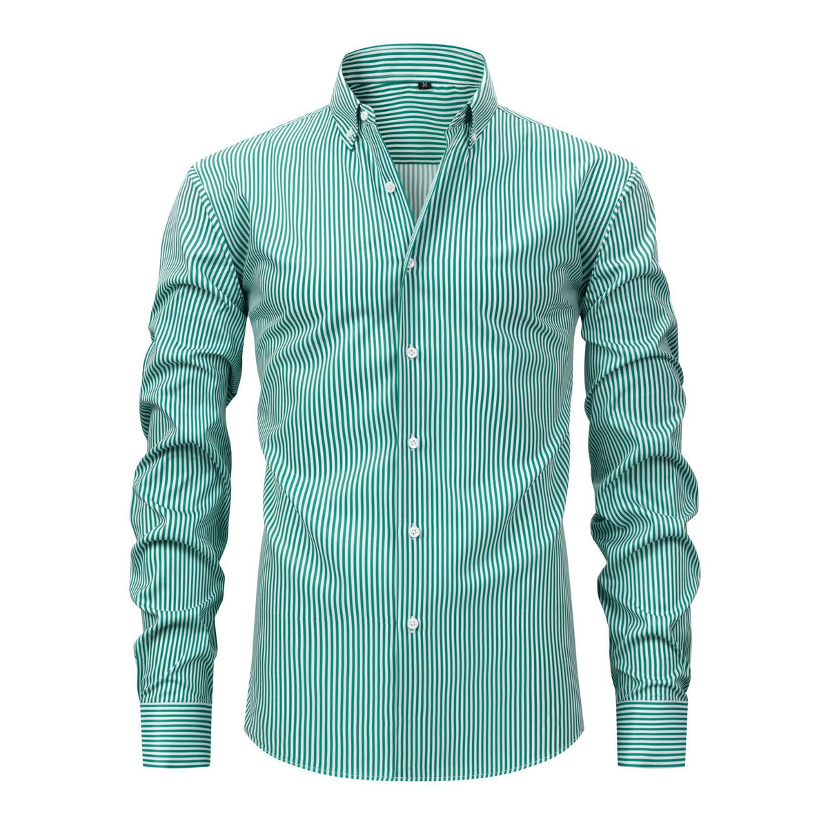 Jiachuan European and American Elastic Non-Iron Men's Shirt Long Sleeve Digital Print Stri