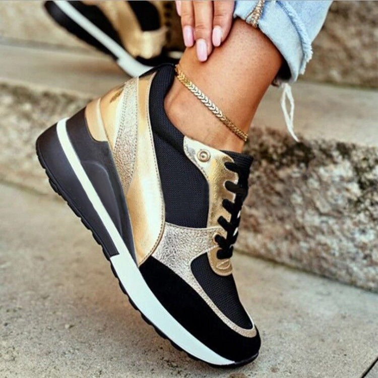 Plate-forme de femmes Colorblock Sequin Plat Casual Sneakers
