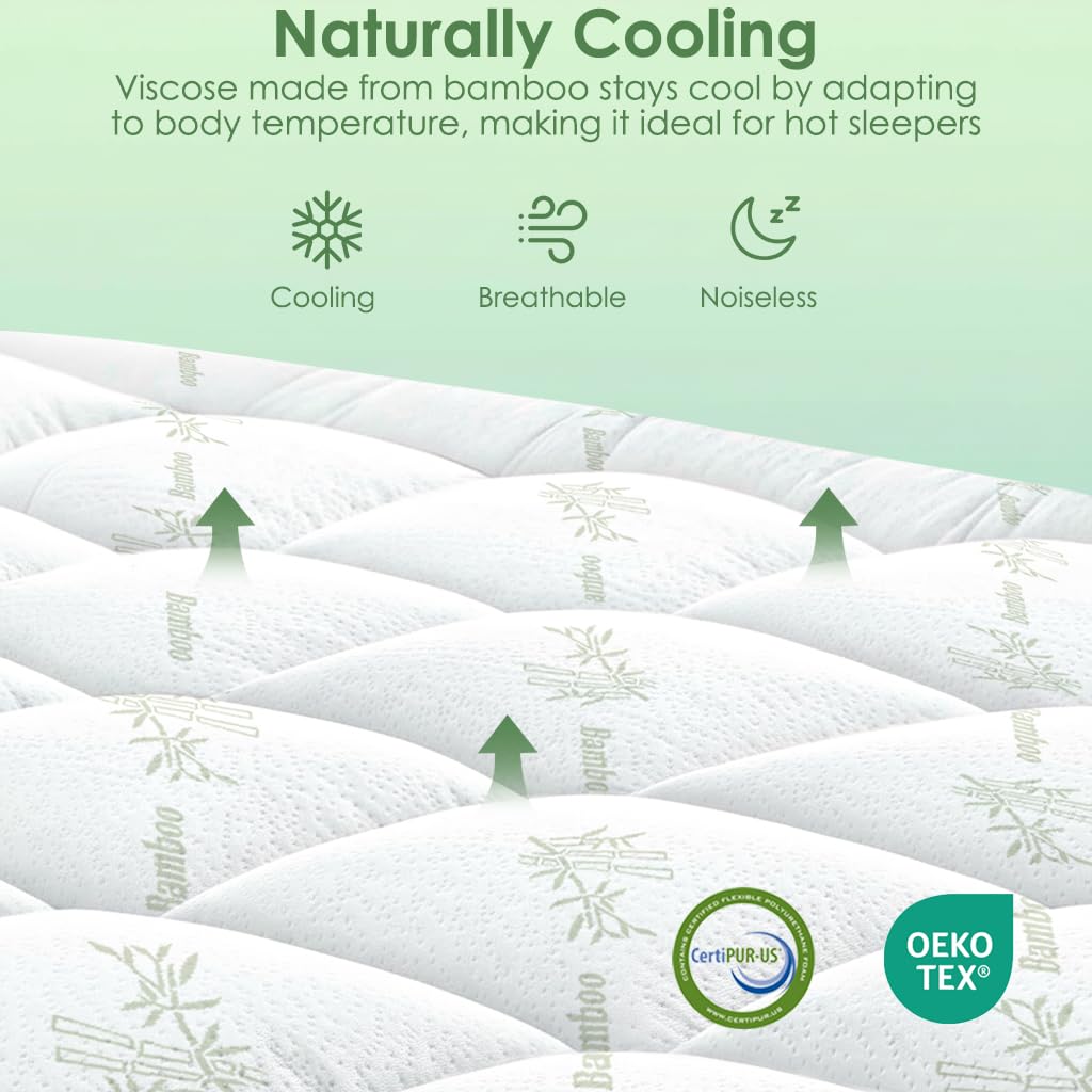 Reine Matelas Topper Viscose dérivé du bambou