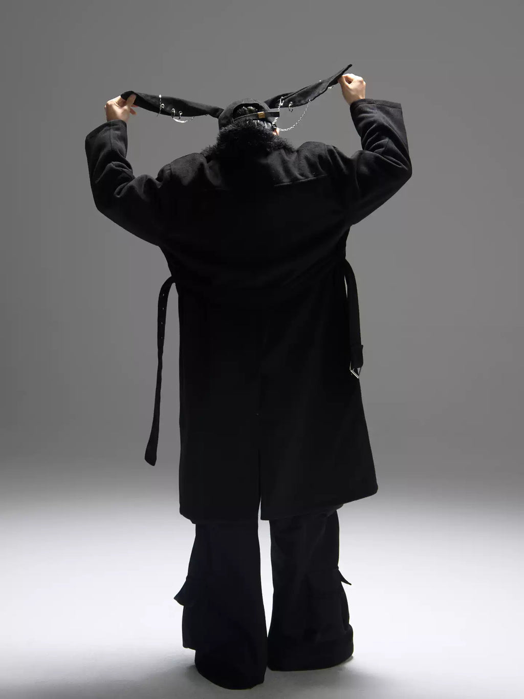 Color-block Design Over-the-knee Trench Coat Silhouette Plus-thick Coton Coat
