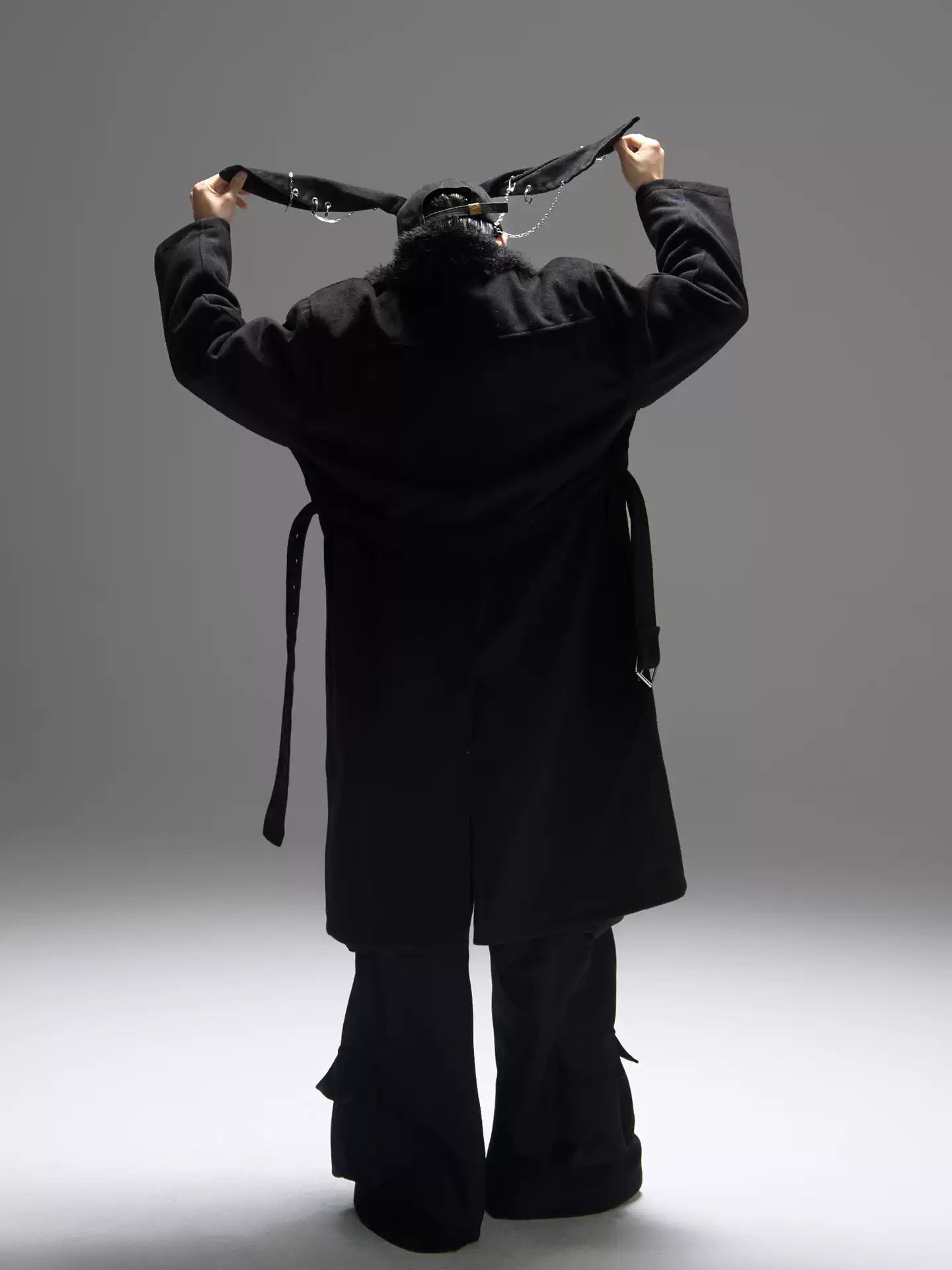 Color-block Design Over-the-knee Trench Coat Silhouette Plus-thick Coton Coat
