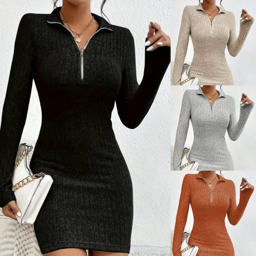 Vêtements d'automne et d'hiver pour femmes Lapel Zipper tailleur à manches longues