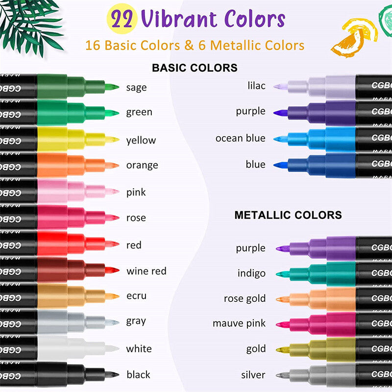 22 Couleurs Premium stylos de marquage acrylique 0.7 MM Extra Fine Tip Rock Painting