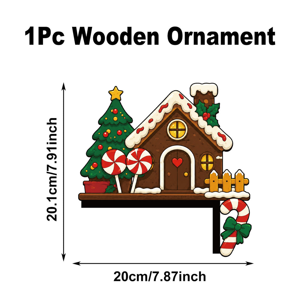 Ornement décoratif cadre de porte en bois de Noël