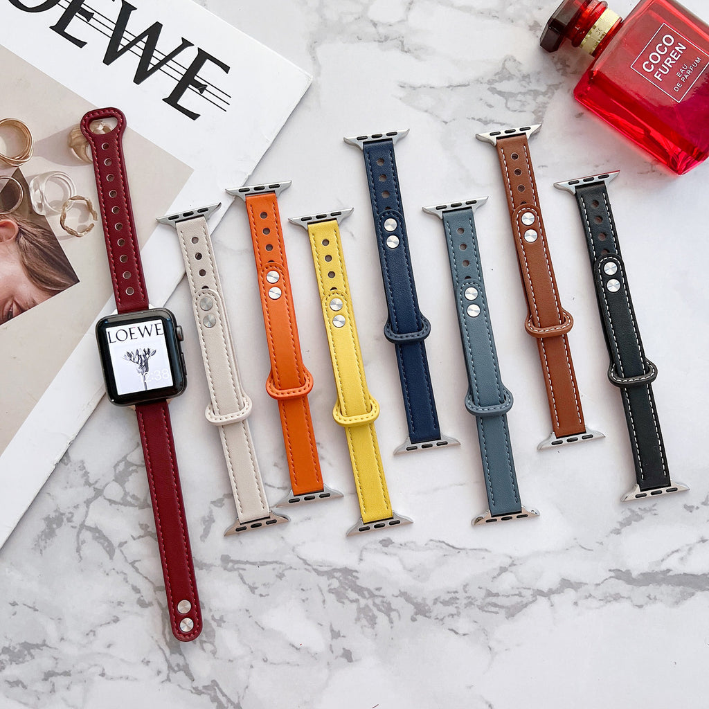 Iwatch7 Petit bracelet en cuir taille barbour Iwatch Iwatch123456se Double ongles mince modèle
