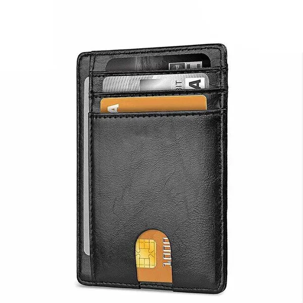 Mens cuir Slim Wallet Carte de crédit titulaire RFID Blocage Pocket ID argent PU USA