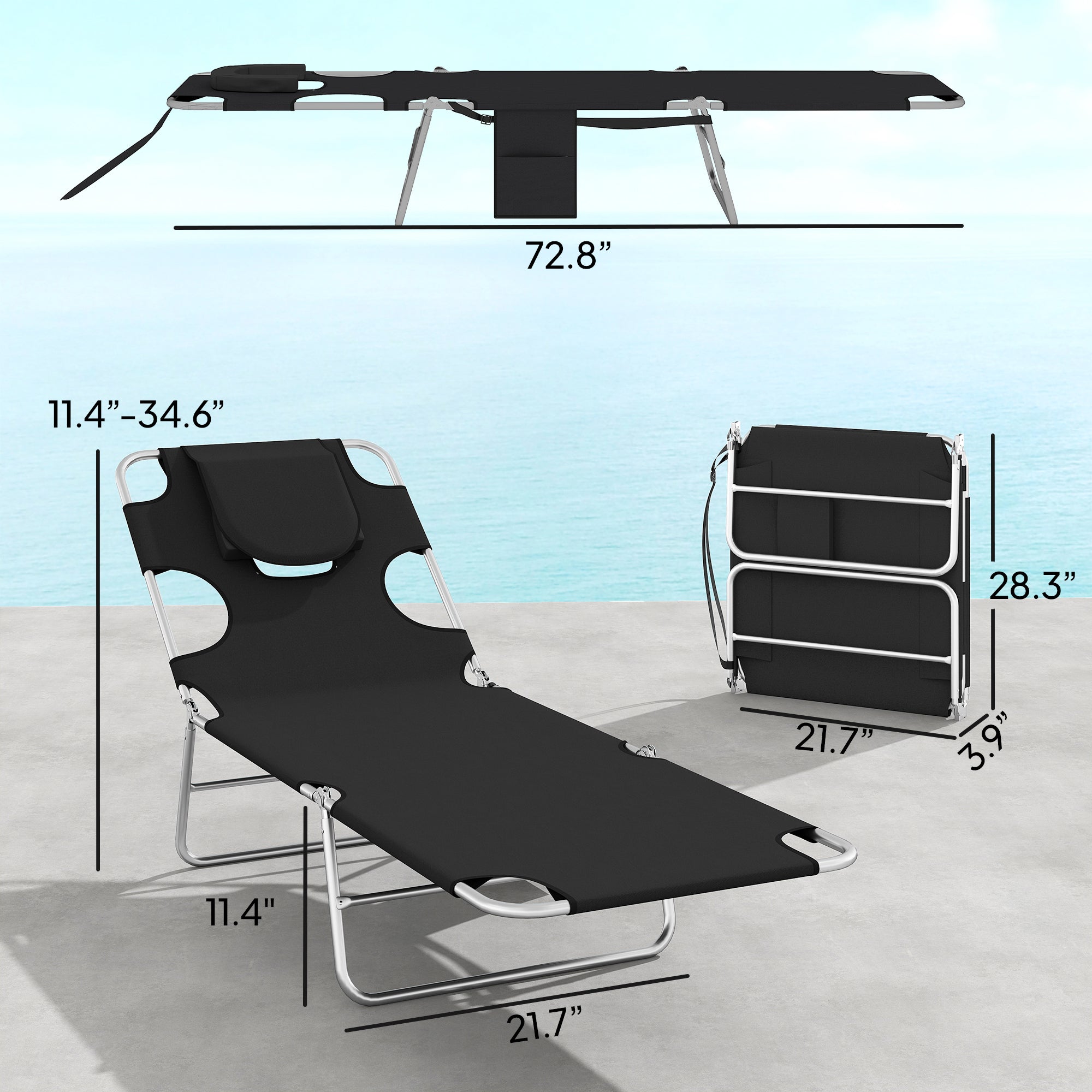 2 chaises de tannage avec trou de taille